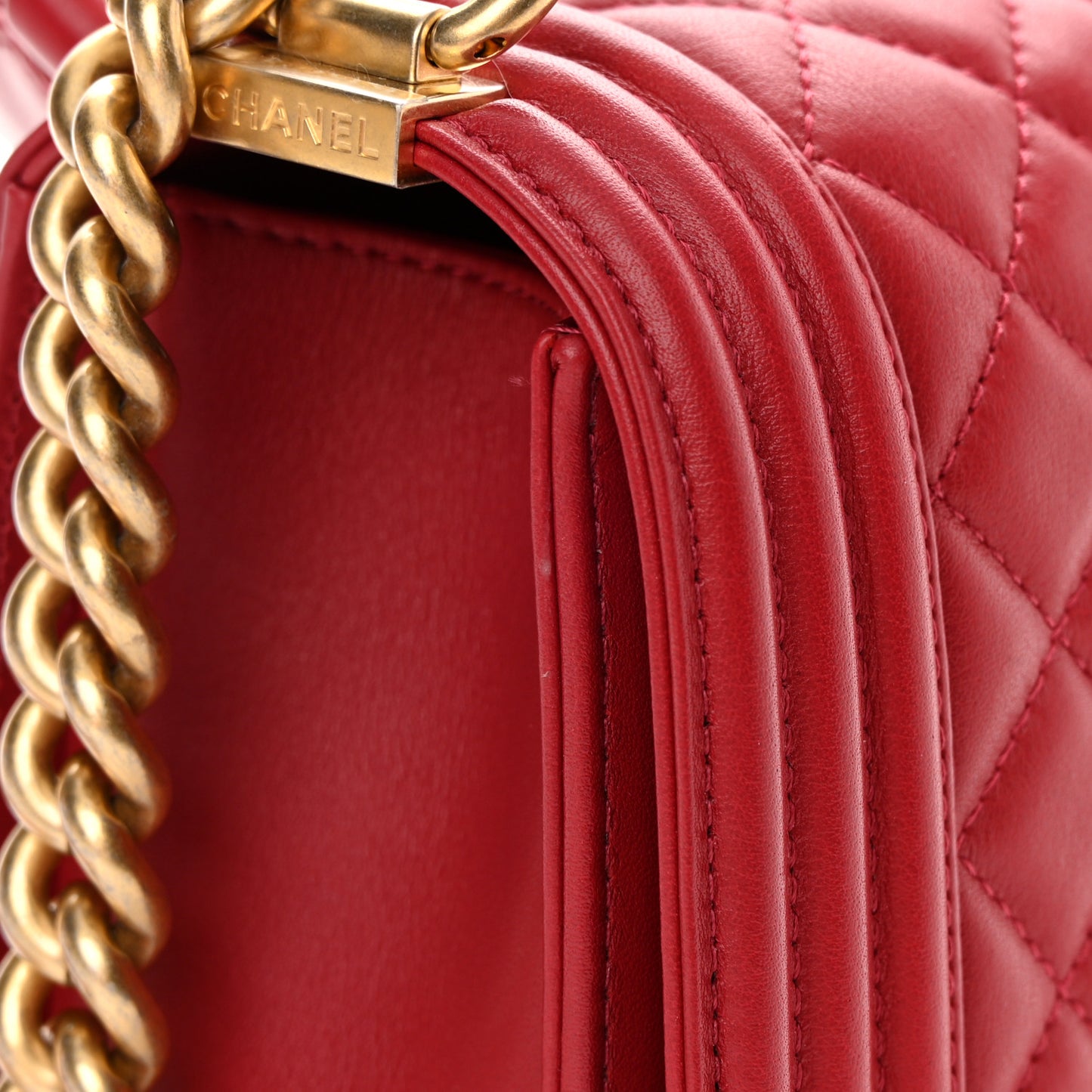 Calfskin Medium Boy Logo Top Handle Flap Red