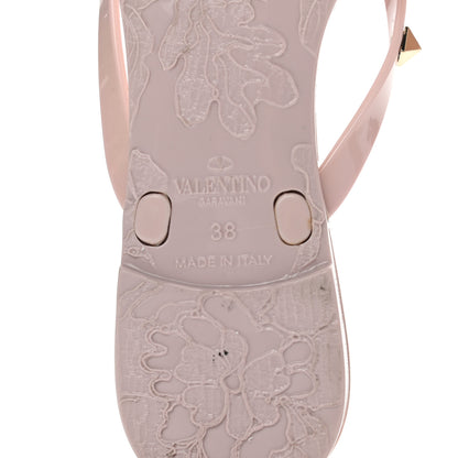 Valentino Garavani PVC Jelly Rockstud Bow Thong Sandals 38 Water Rose 6 of 8