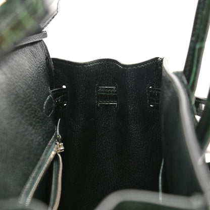 Hermes Shiny Niloticus Crocodile Birkin 25 Vert Fonce 15 of 32