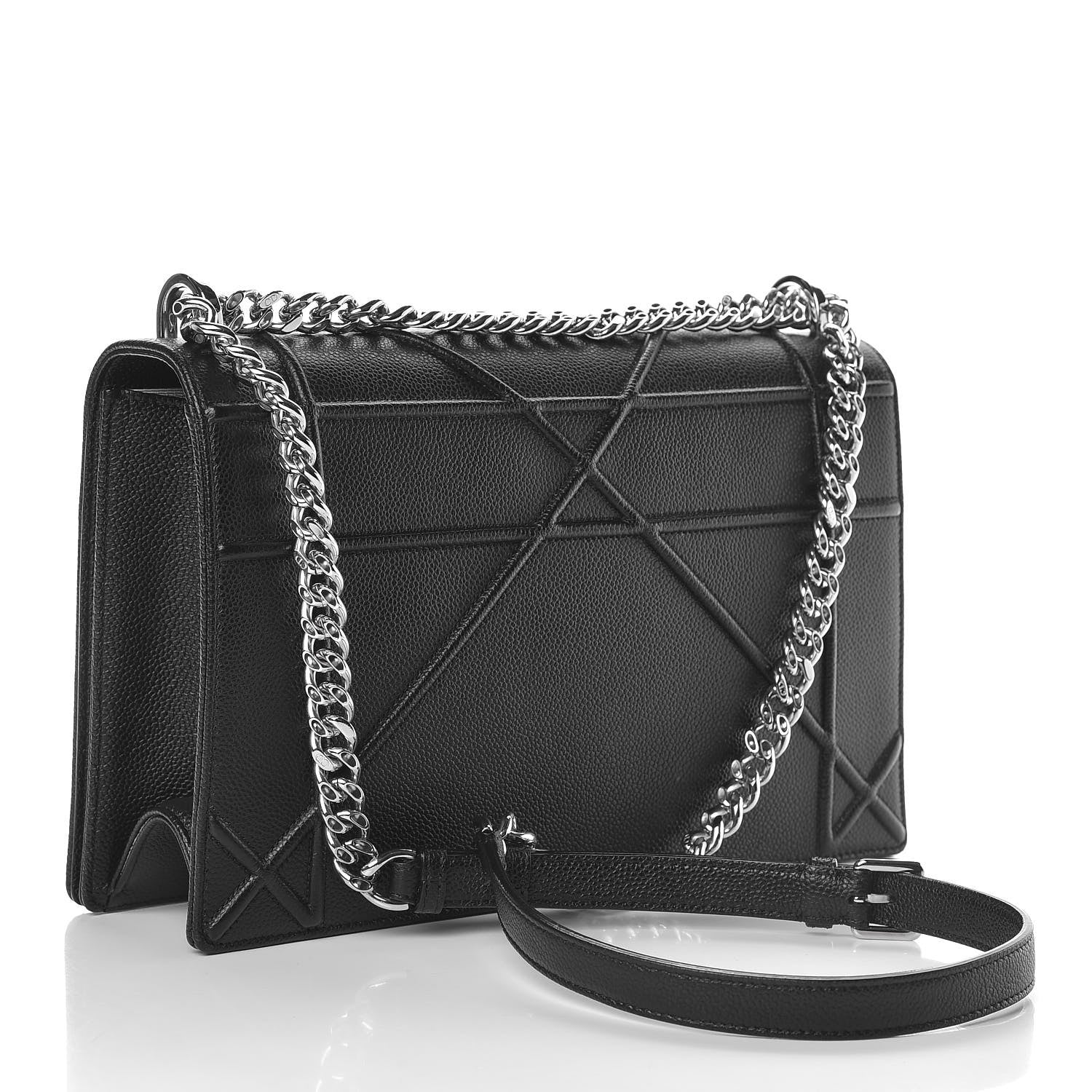 Christian Dior Grained Calfskin Large Diorama Flap Bag Black 3 of 12