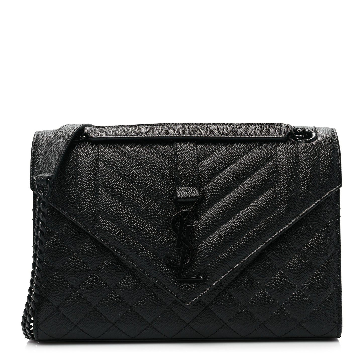 Grain De Poudre Textured Mixed Matelasse Triquilt Medium Monogram Satchel Black