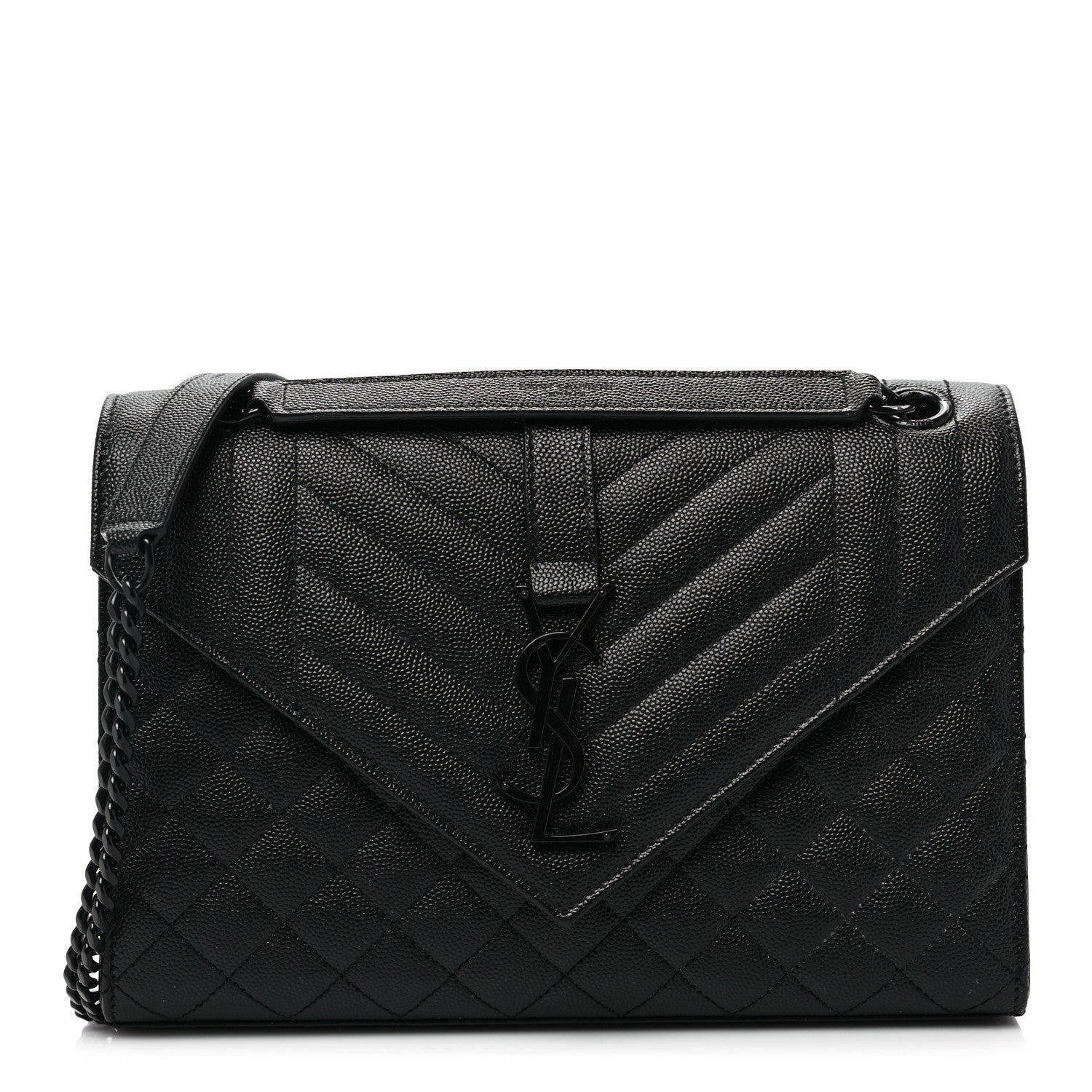 Saint Laurent Grain De Poudre Textured Mixed Matelasse Triquilt Medium Monogram Satchel Black 1 of 8