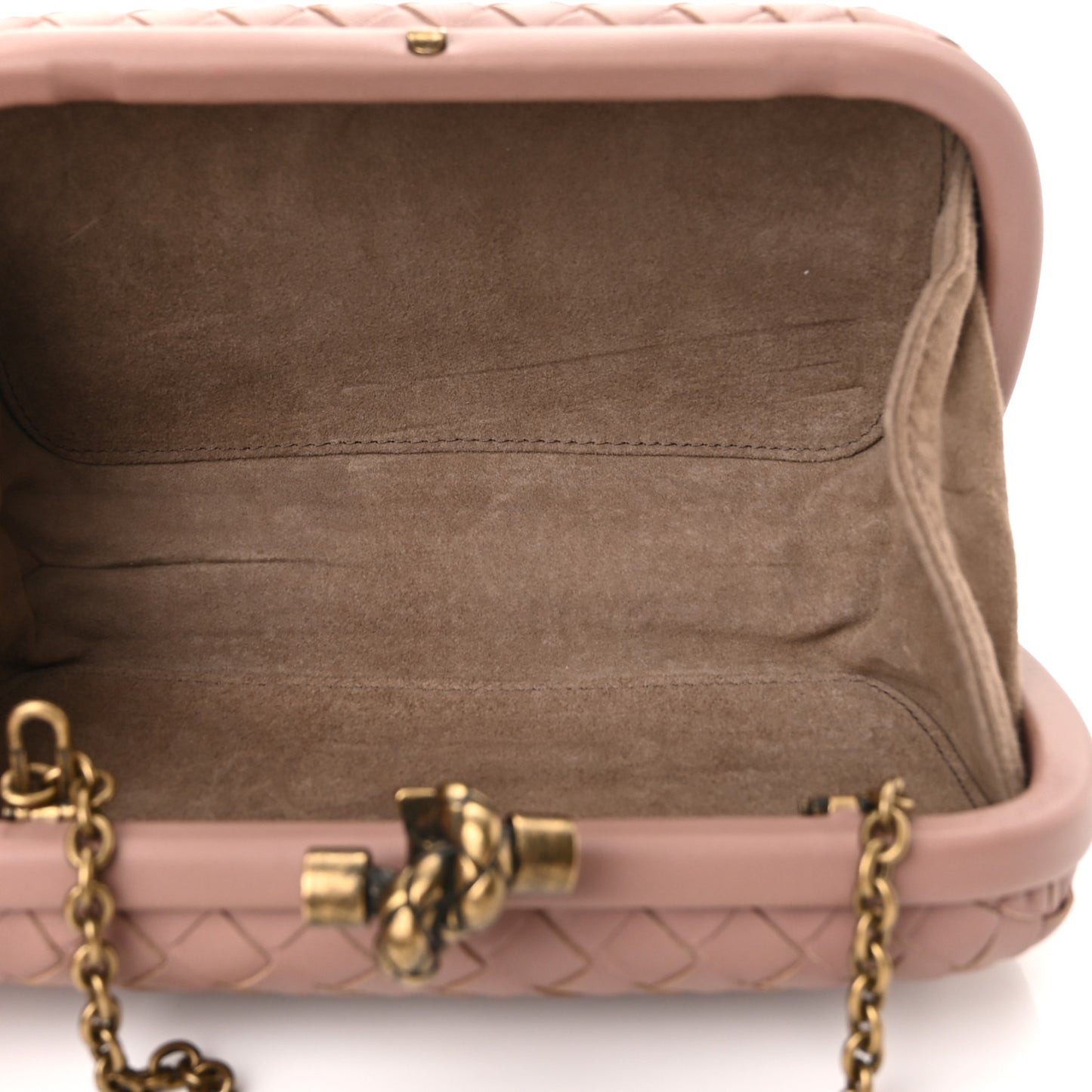 Nappa Intrecciato Chain Knot Clutch Watteau