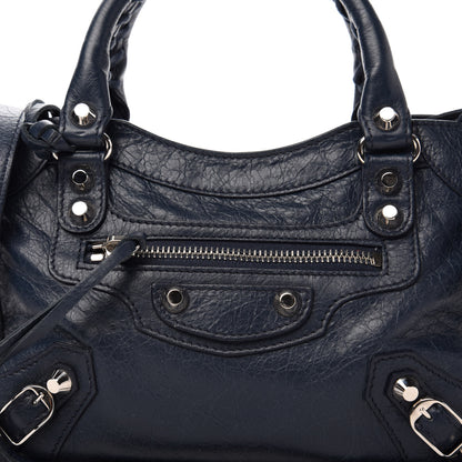 Balenciaga Agneau Classic Silver Hardware Mini City Bleu de Minuit 12 of 12