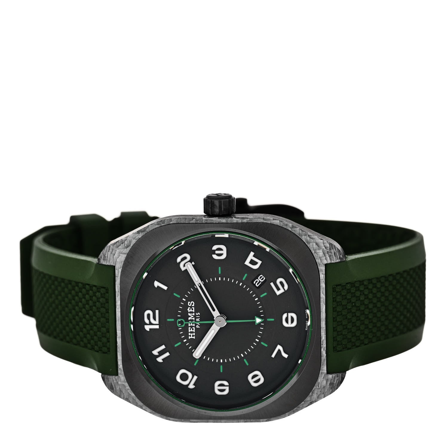 Hermes Glass Fiber Ceramic Rubber 39mm H08 Automatic Watch Vert 2 of 5