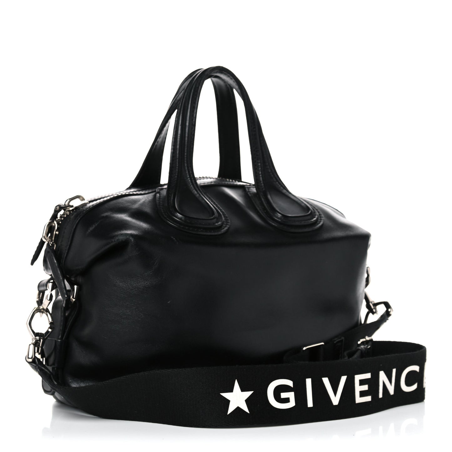Waxed Calfskin Medium Nightingale Logo Strap Black