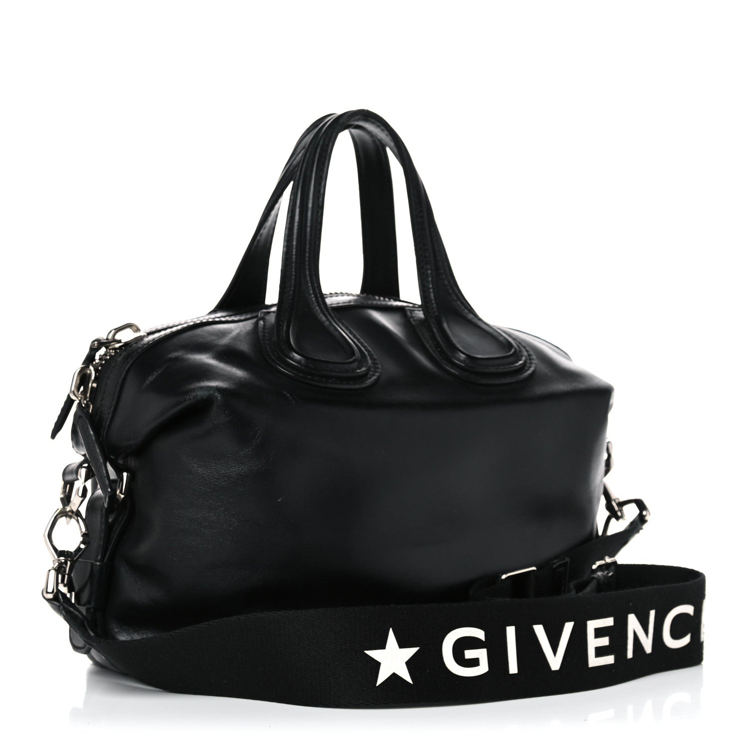 Givenchy Waxed Calfskin Medium Nightingale Logo Strap Black 3 of 19