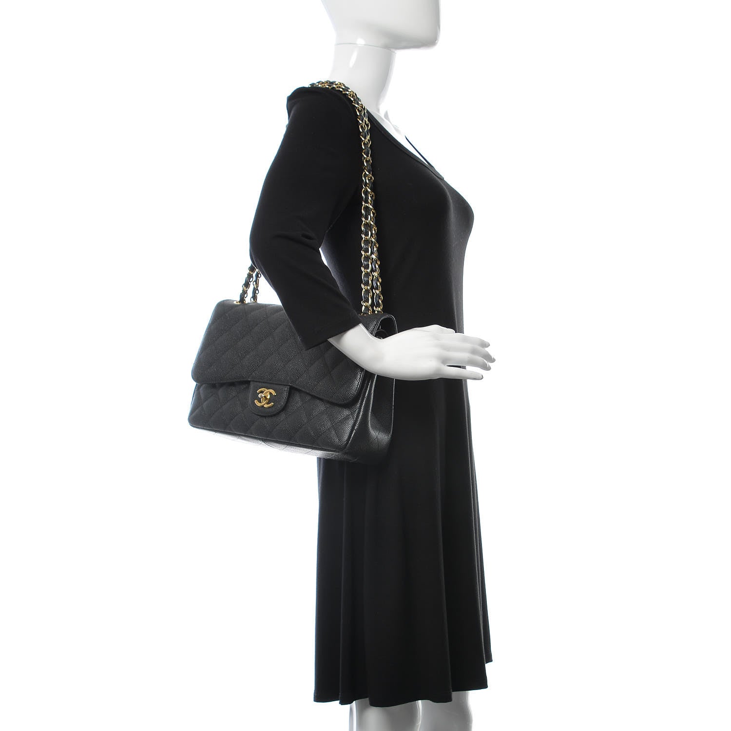 Chanel Caviar Quilted Jumbo Double Flap Black 2 of 13