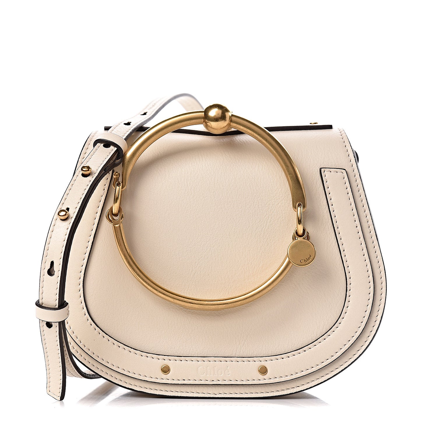 Calfskin Suede Small Nile Bracelet Bag Off White