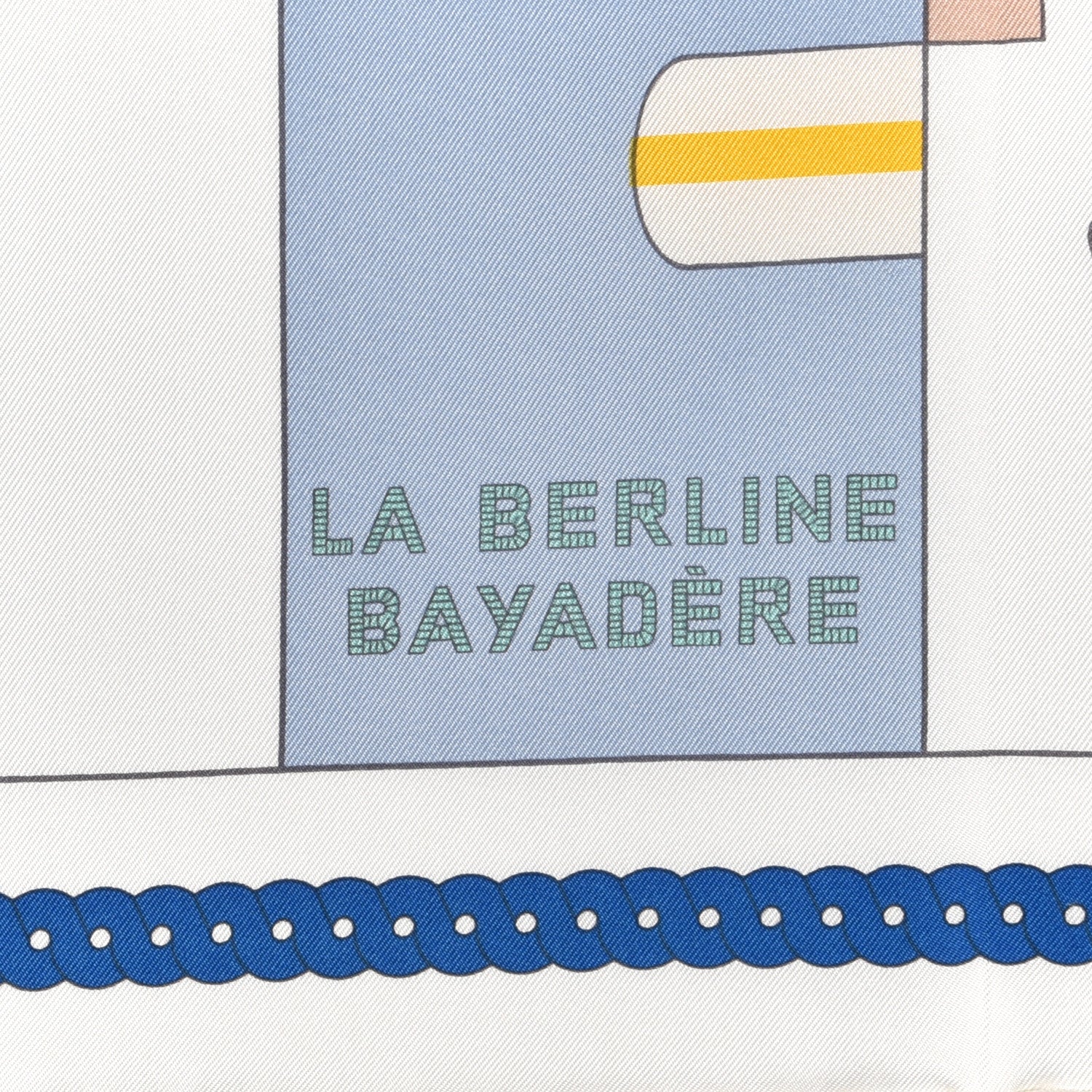 Hermes Silk La Berline Bayadere Scarf 90 White Bleu Ciel Vieux Rose 2 of 5