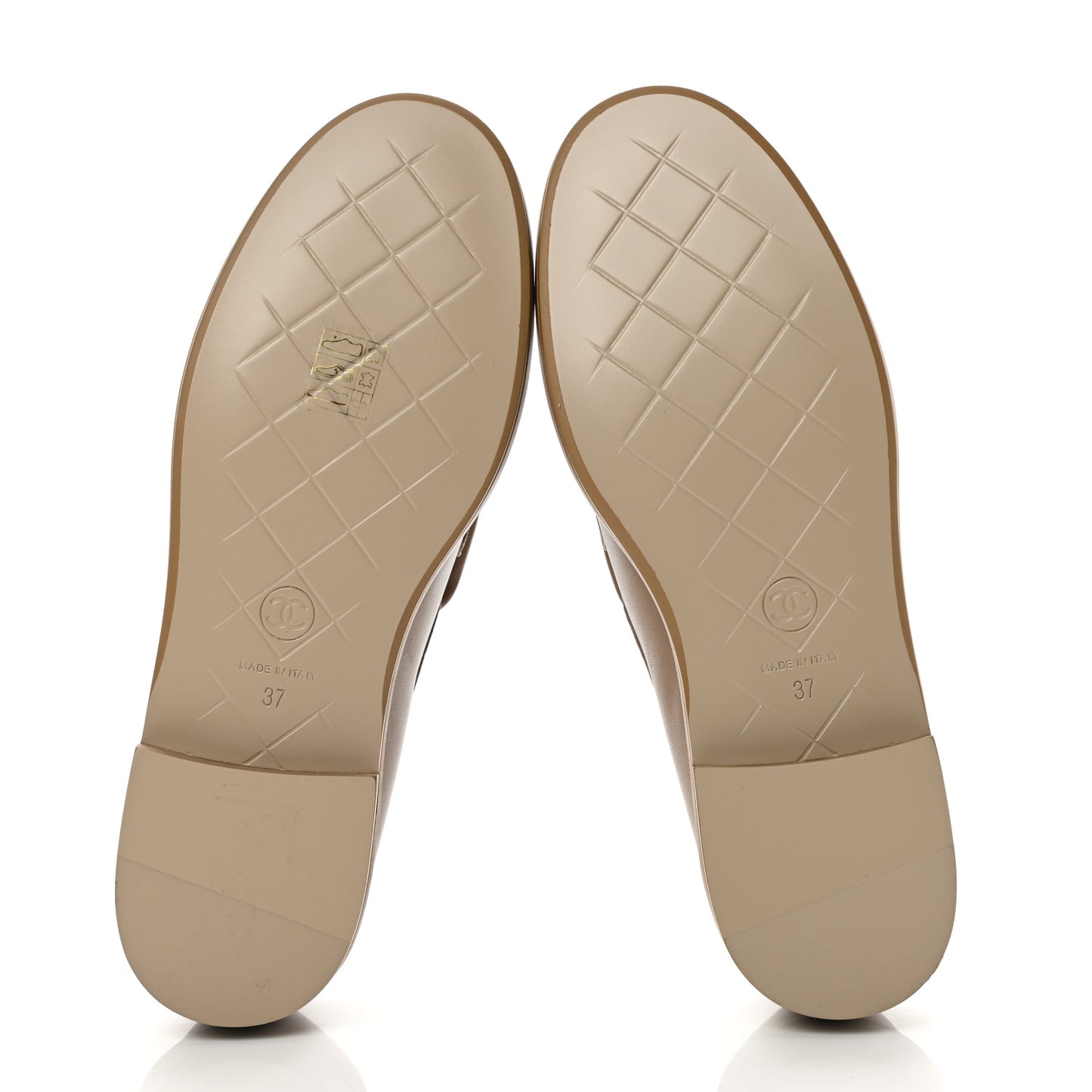 Lambskin Quilted CC Turnlock Loafers 37 Beige