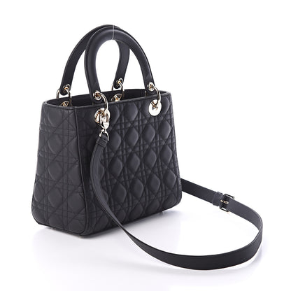 Christian Dior Ultra Matte Calfskin Cannage Medium Lady Dior Black 2 of 7