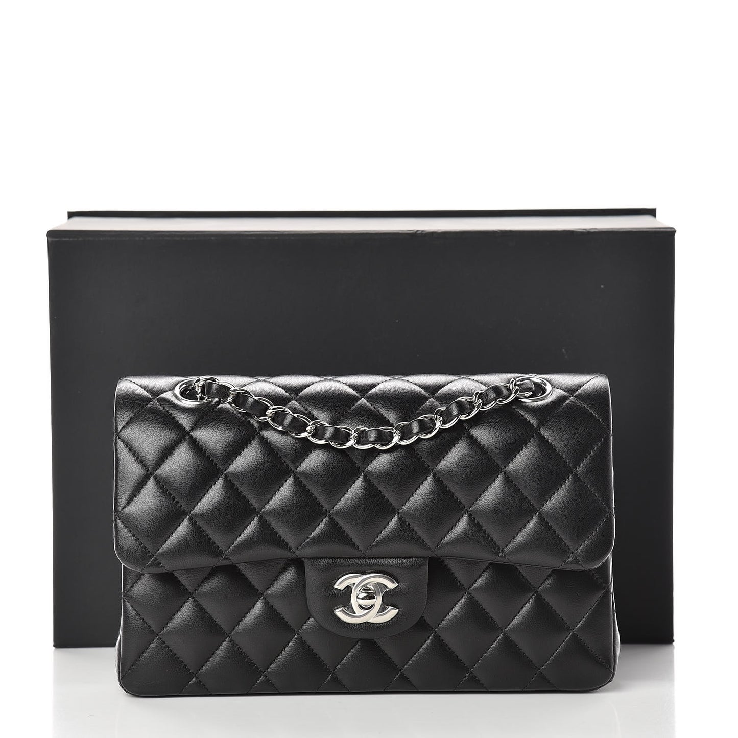 Lambskin Quilted Small Double Flap Black