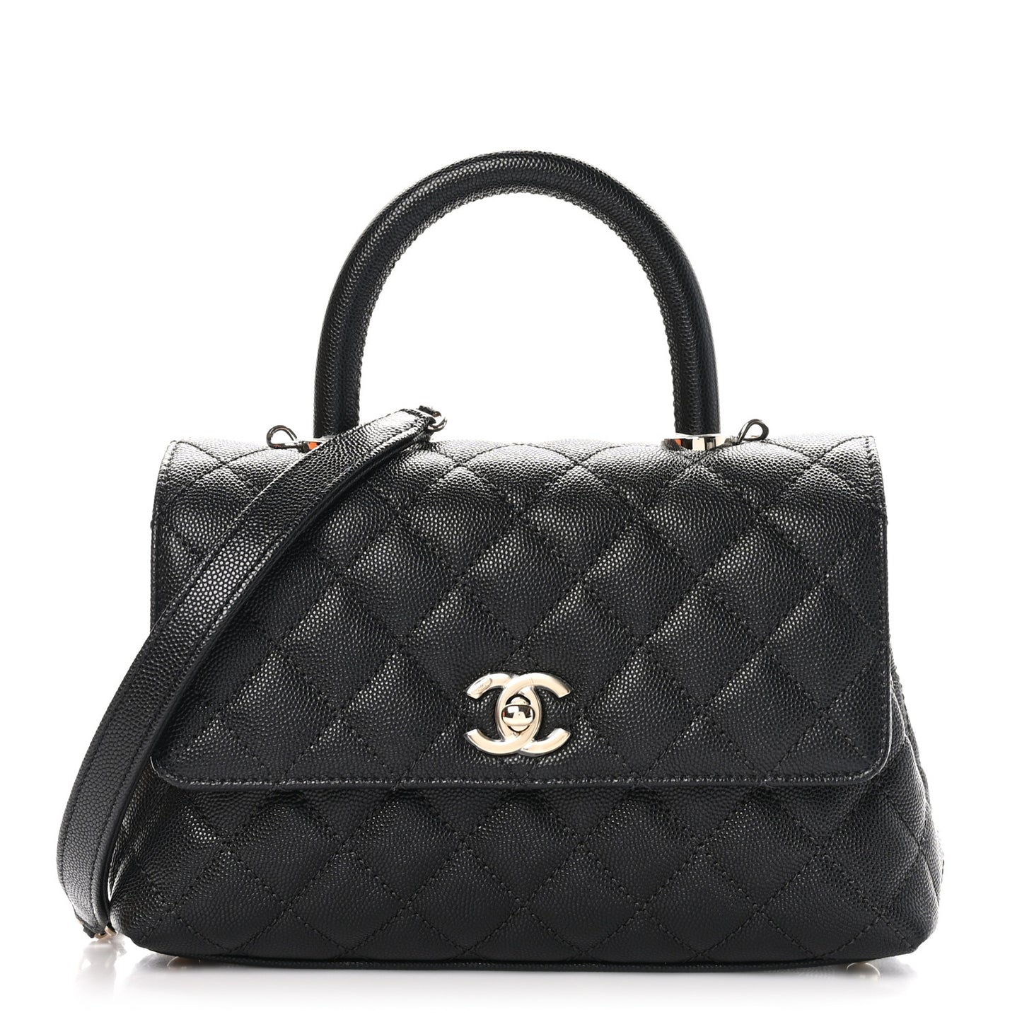 Caviar Quilted Mini Coco Handle Flap Black
