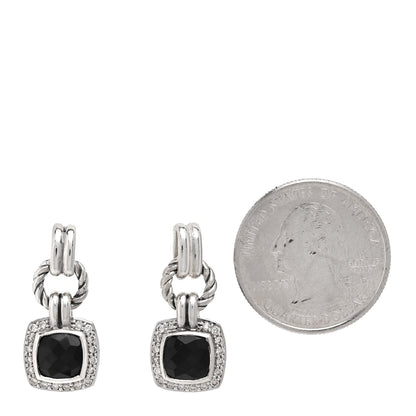 David Yurman Sterling Silver Diamond Black Onyx 7mm Petite Albion Drop Earrings 2 of 5