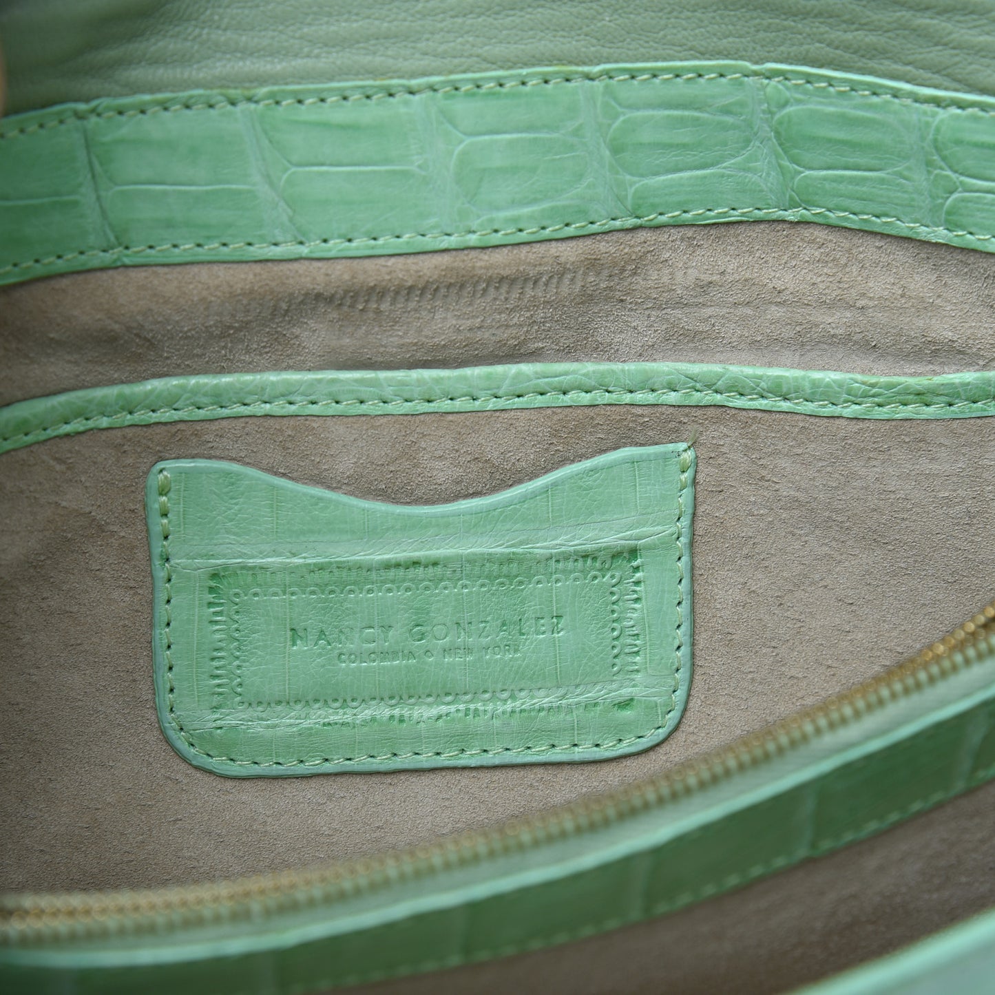 Crocodile Foldover Clutch Seafoam