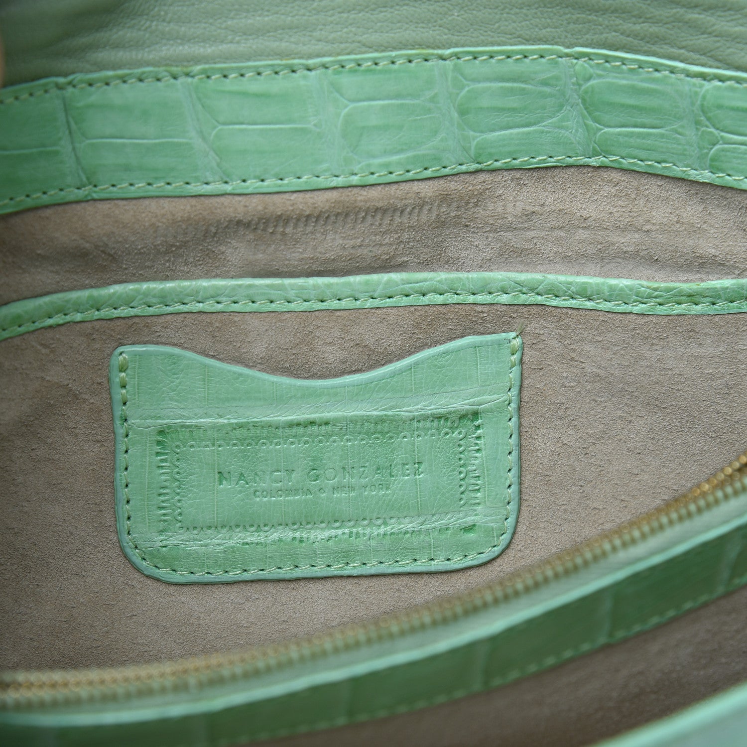 Nancy Gonzalez Crocodile Foldover Clutch Seafoam 5 of 9