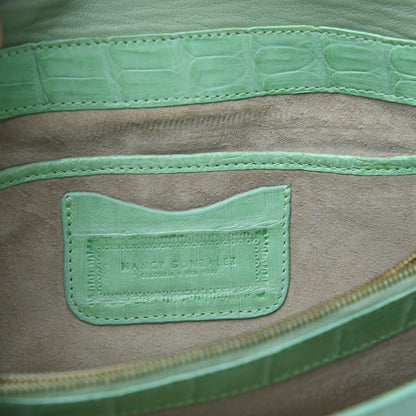 Nancy Gonzalez Crocodile Foldover Clutch Seafoam 5 of 9