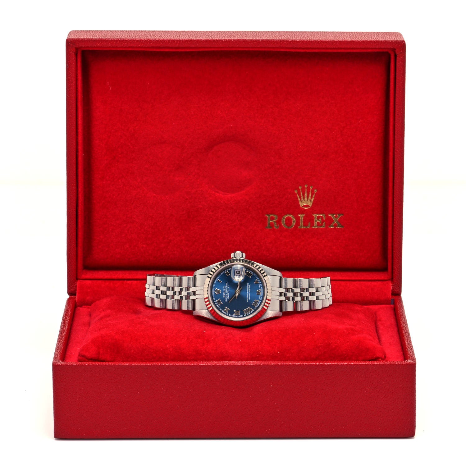 Rolex Stainless Steel 18K White Gold 26mm Oyster Perpetual Datejust Watch Blue Roman 79174 5 of 5