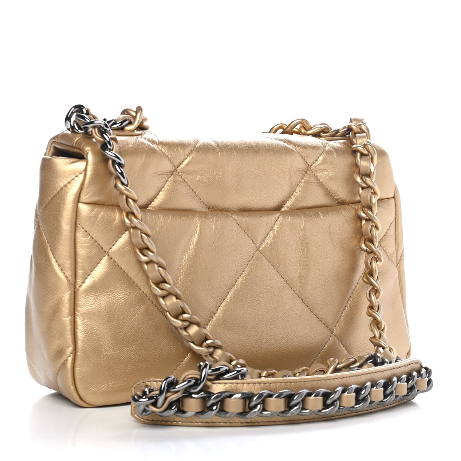 Chanel Metallic Goatskin Quilted Medium Chanel 19 Flap Gold 2 of 4