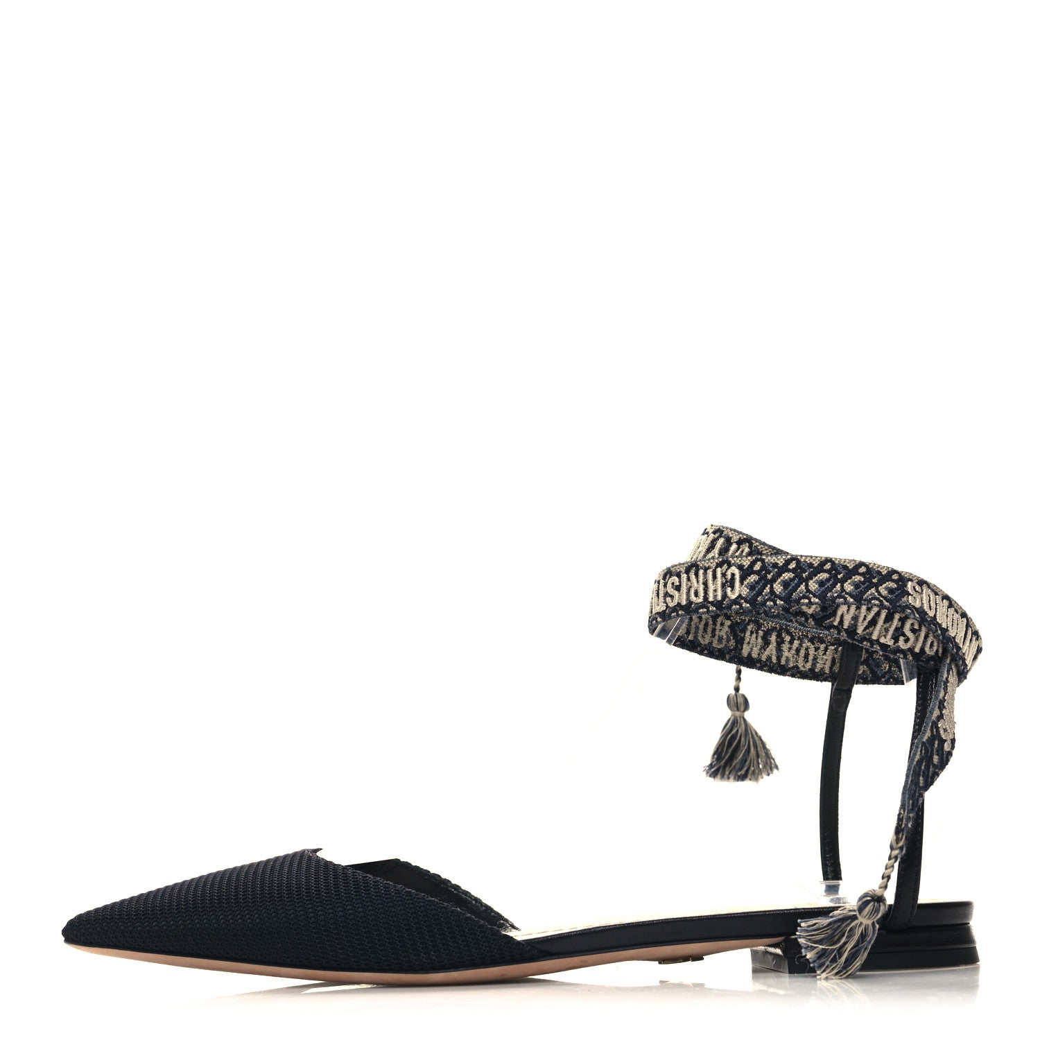 Christian Dior Technical Canvas Ribbon J'Adior Wrap Ballet Flats 38.5 Black 1 of 8