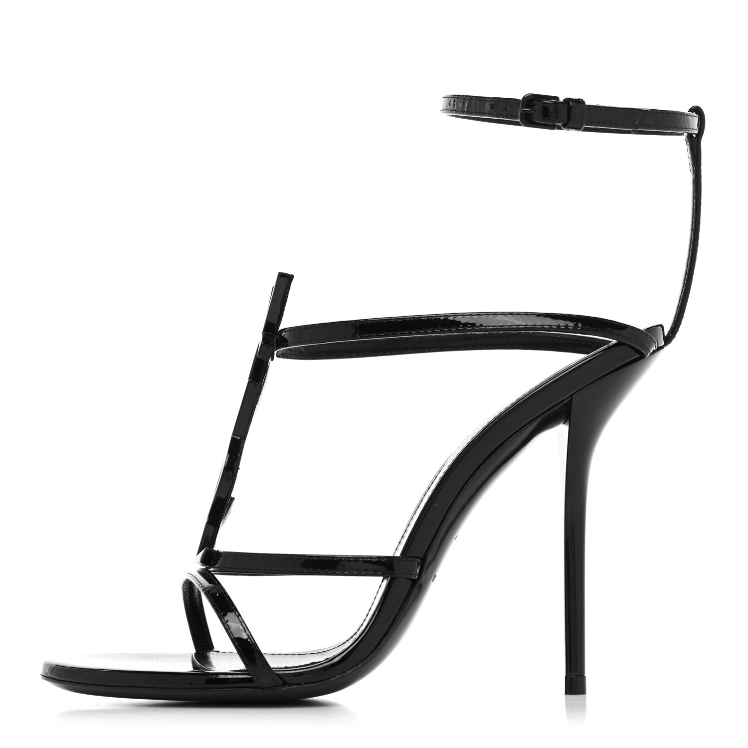Saint Laurent Patent Calfskin Cassandra 110 Sandals 37 Black 1 of 11