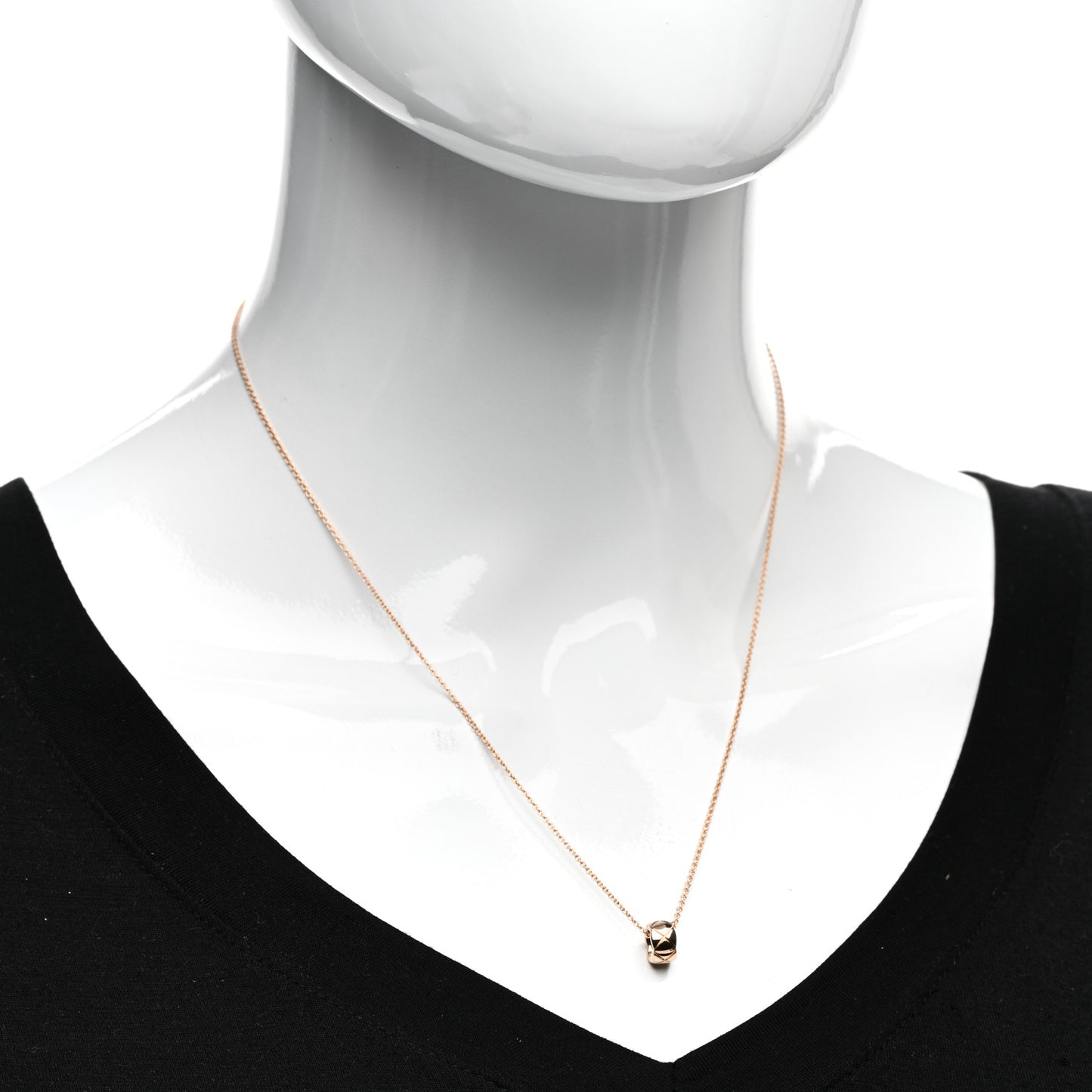 18K Beige Gold Coco Crush Round Pendant Necklace