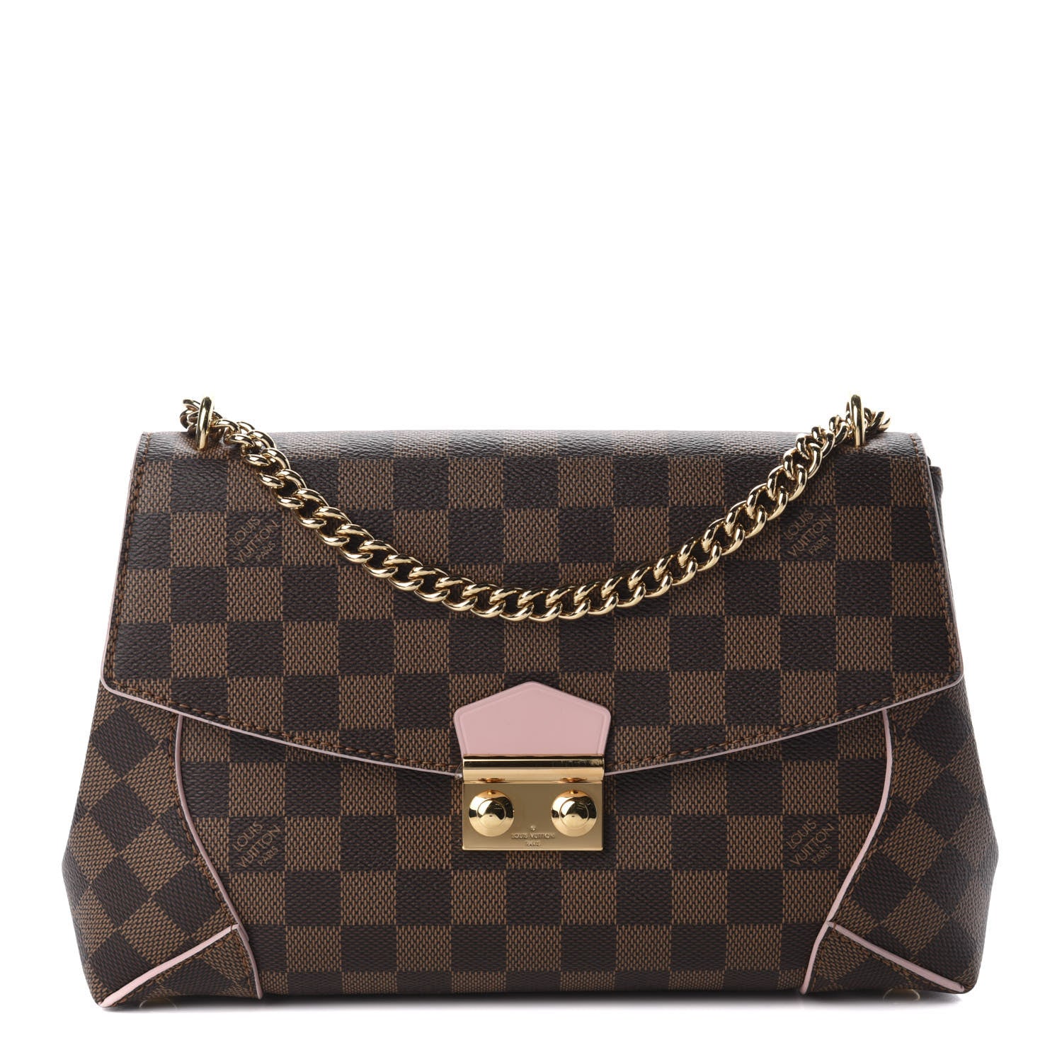 Louis Vuitton Damier Ebene Caissa Clutch Rose Ballerine 1 of 10