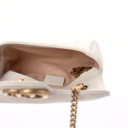 Gucci Calfskin Matelasse Super Mini GG Marmont Shoulder Bag White 7 of 9