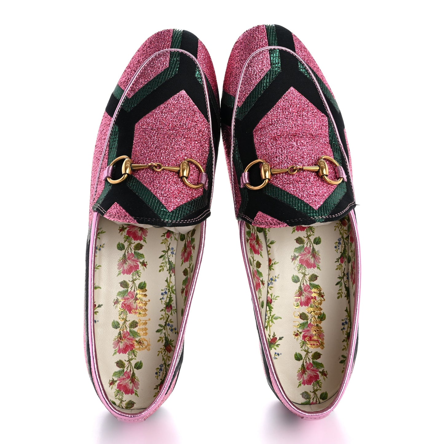Metallic Jacquard Geometric Horsebit Womens Jordaan Loafers 37 Pink Green Black