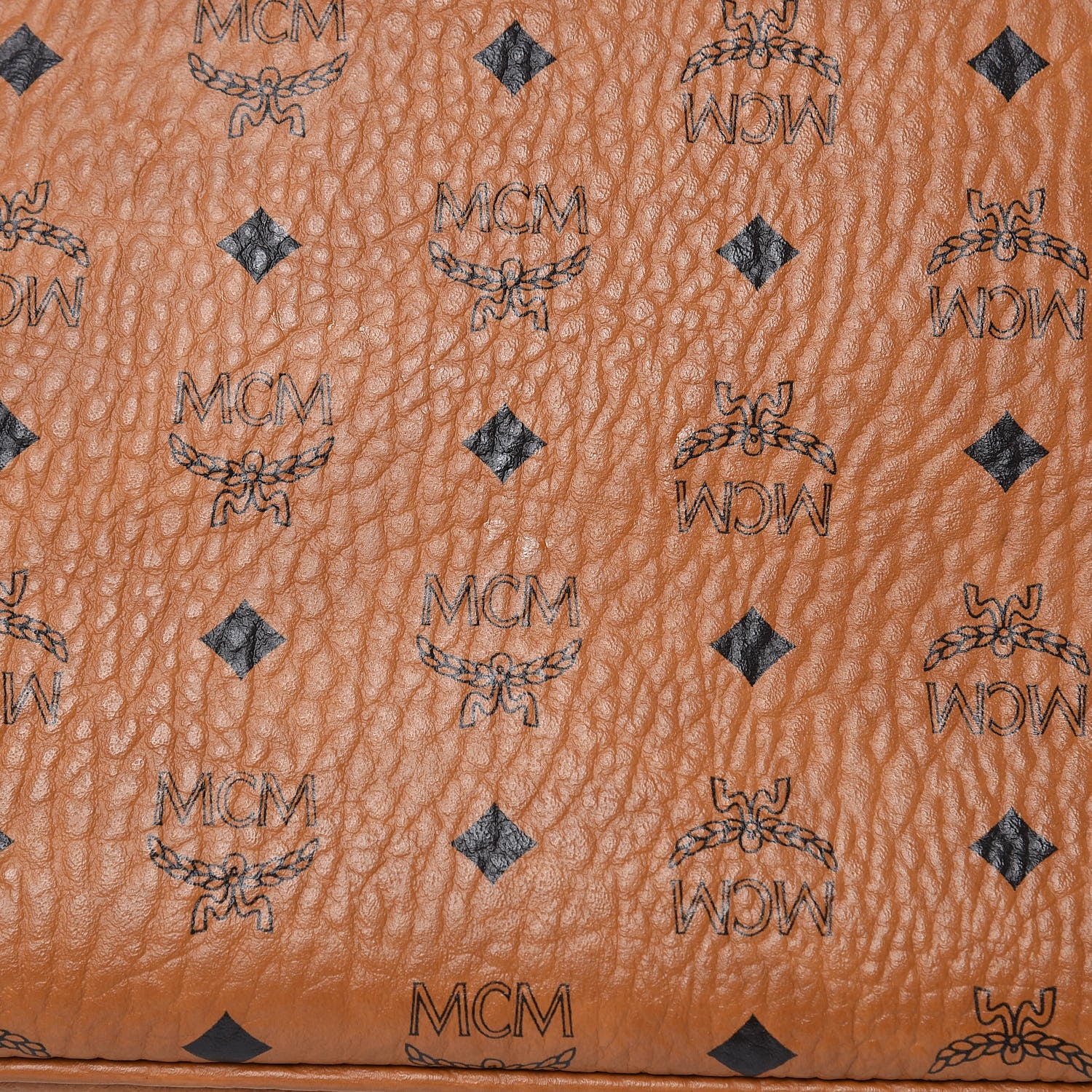 MCM Visetos Medium Anya Top Zip Shopper Tote Cognac 10 of 11