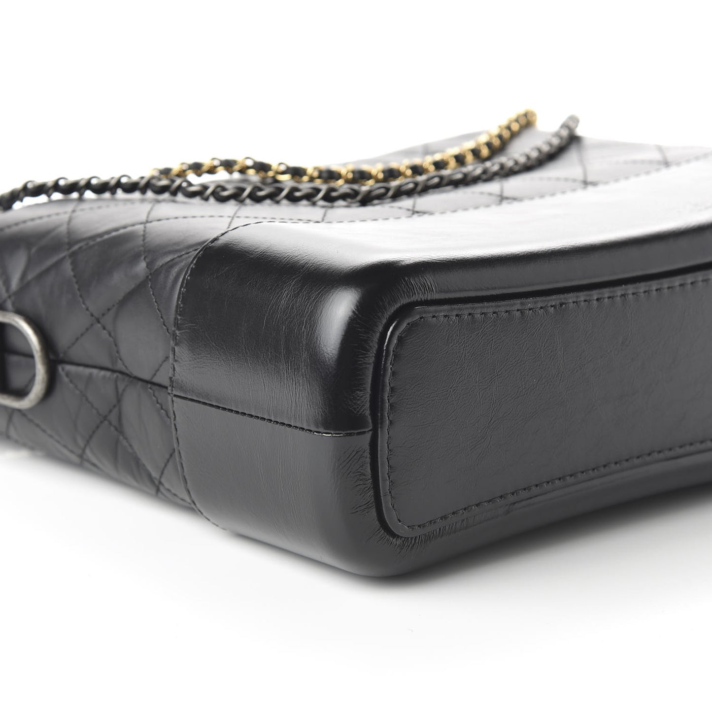 Aged Calfskin Quilted Medium Gabrielle Hobo Black
