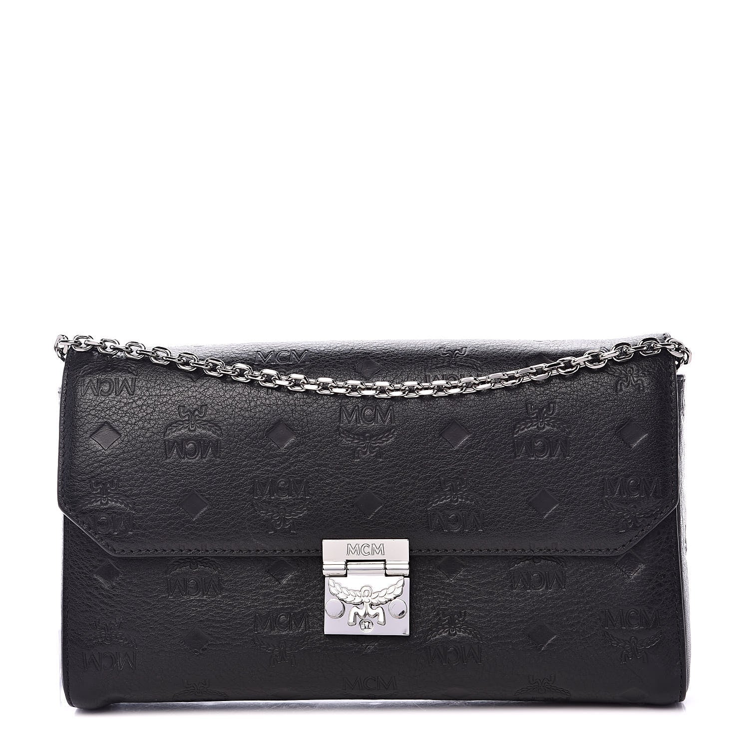 MCM Calfskin Ottomar Monogram Medium Millie Crossbody Bag Black 1 of 9