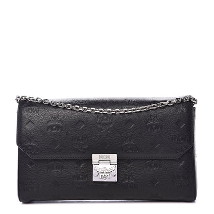 MCM Calfskin Ottomar Monogram Medium Millie Crossbody Bag Black 1 of 9