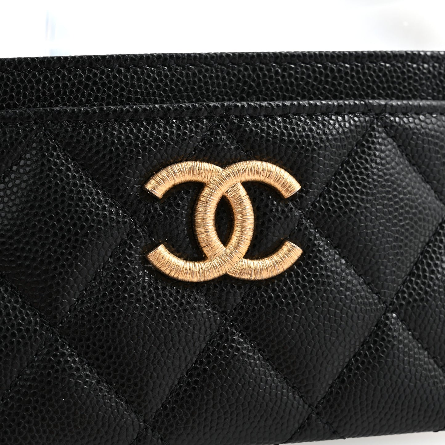 Caviar Quilted Textured CC Card Holder Black