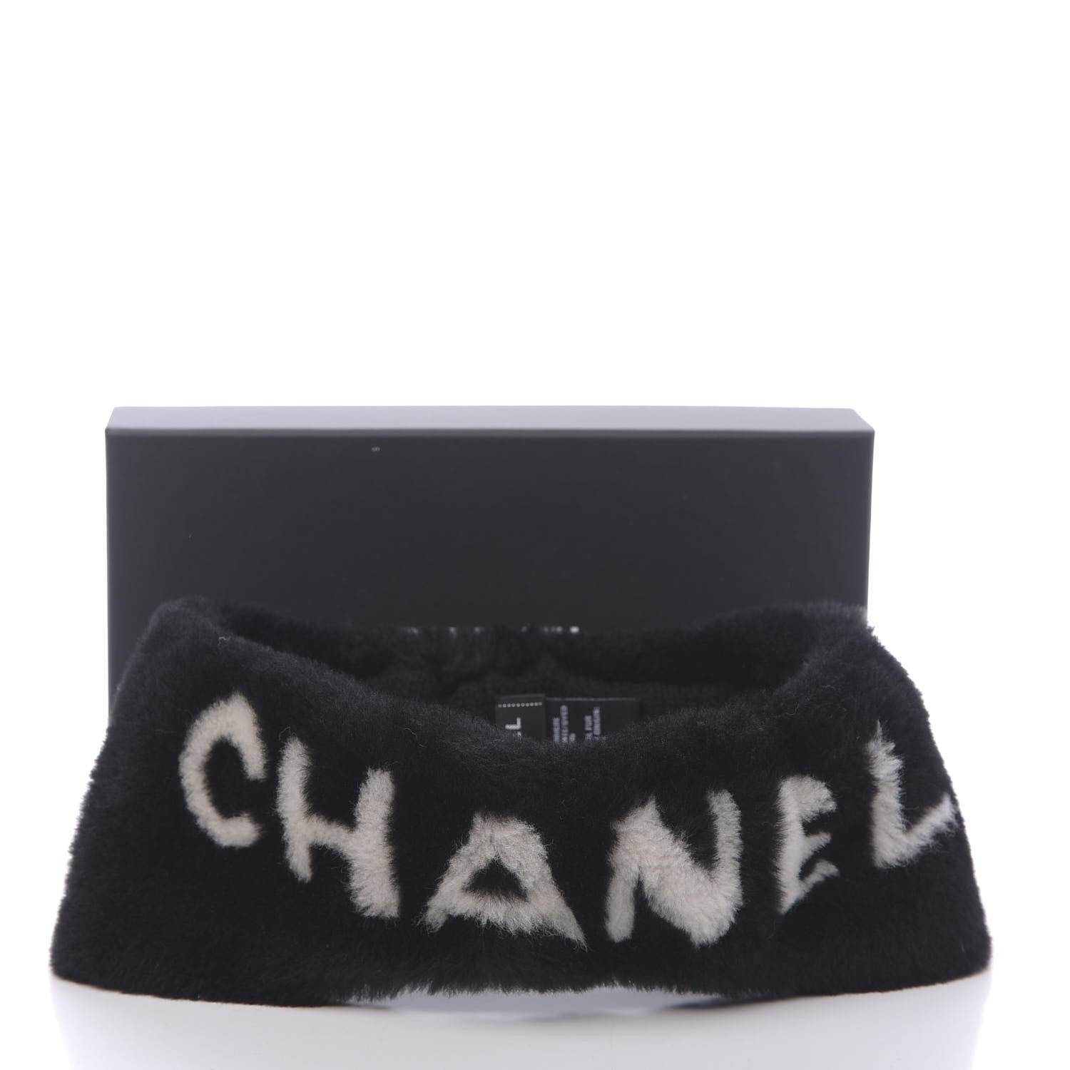 Chanel Cashmere Blend Logo Headband Black White 5 of 5