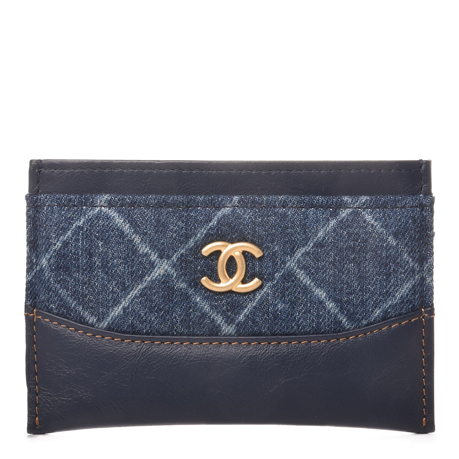 Chanel Denim Aged Calfskin Quilted Gabrielle Card Holder Blue 1 of 8