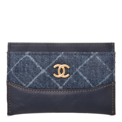 Chanel Denim Aged Calfskin Quilted Gabrielle Card Holder Blue 1 of 8