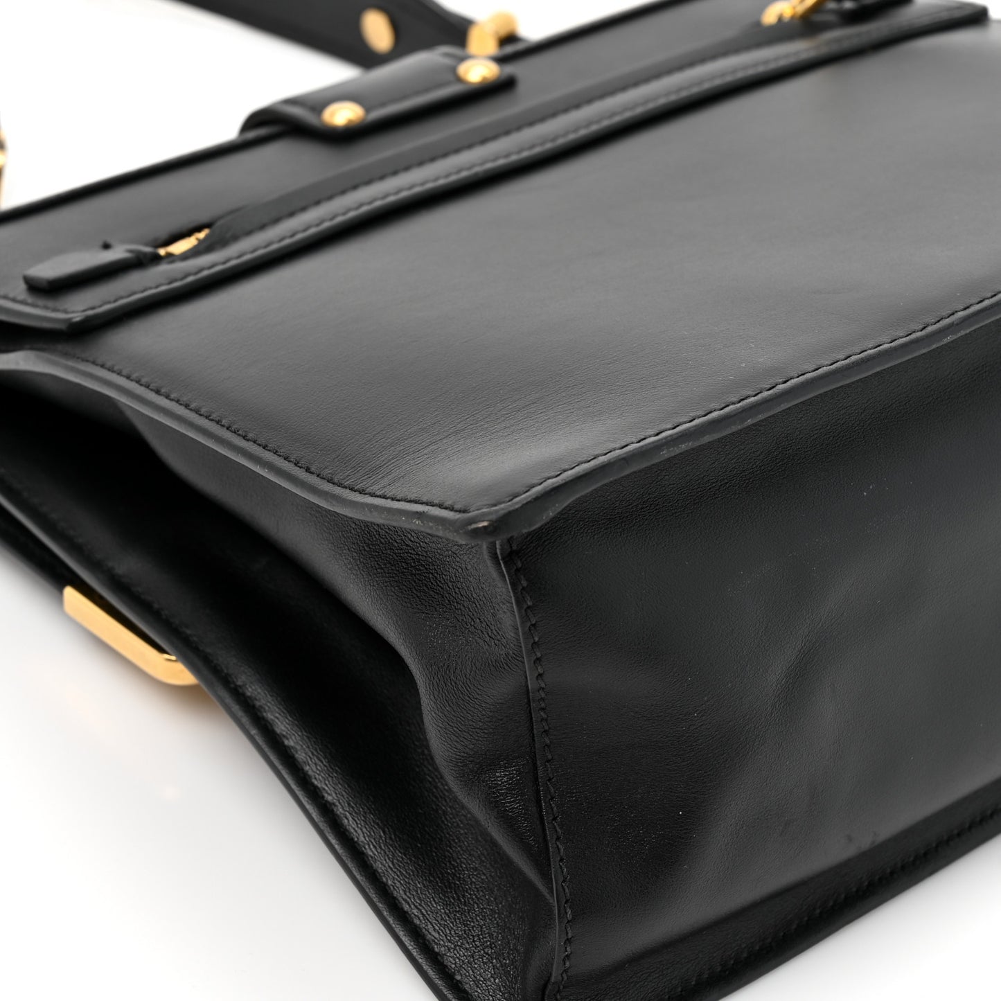 City Calfskin Saffiano Cahier Top Handle Bag Black