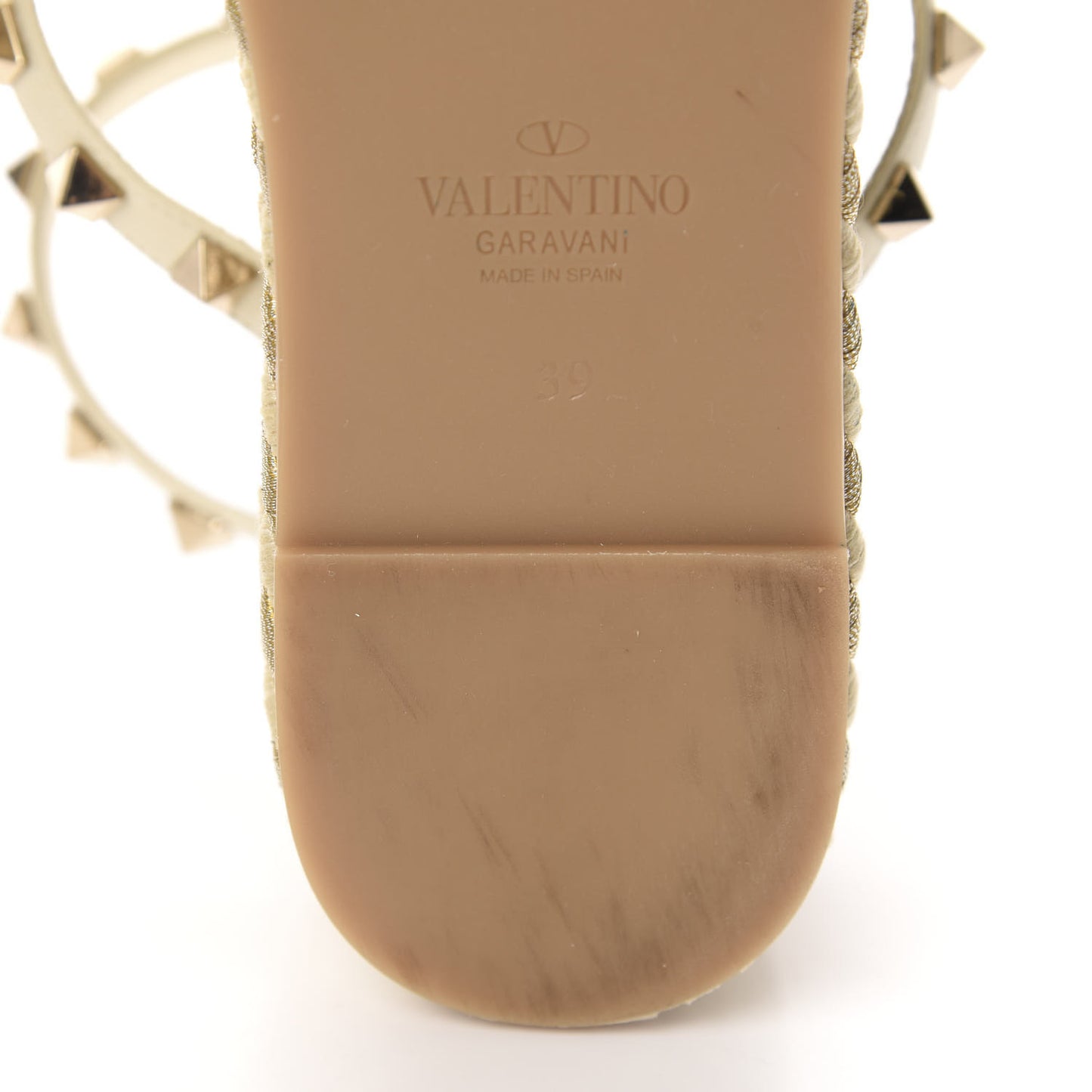 Calfskin Rockstud Ankle Strap Torchon Espadrille Caged 30/55mm Sandals 39 Light Ivory