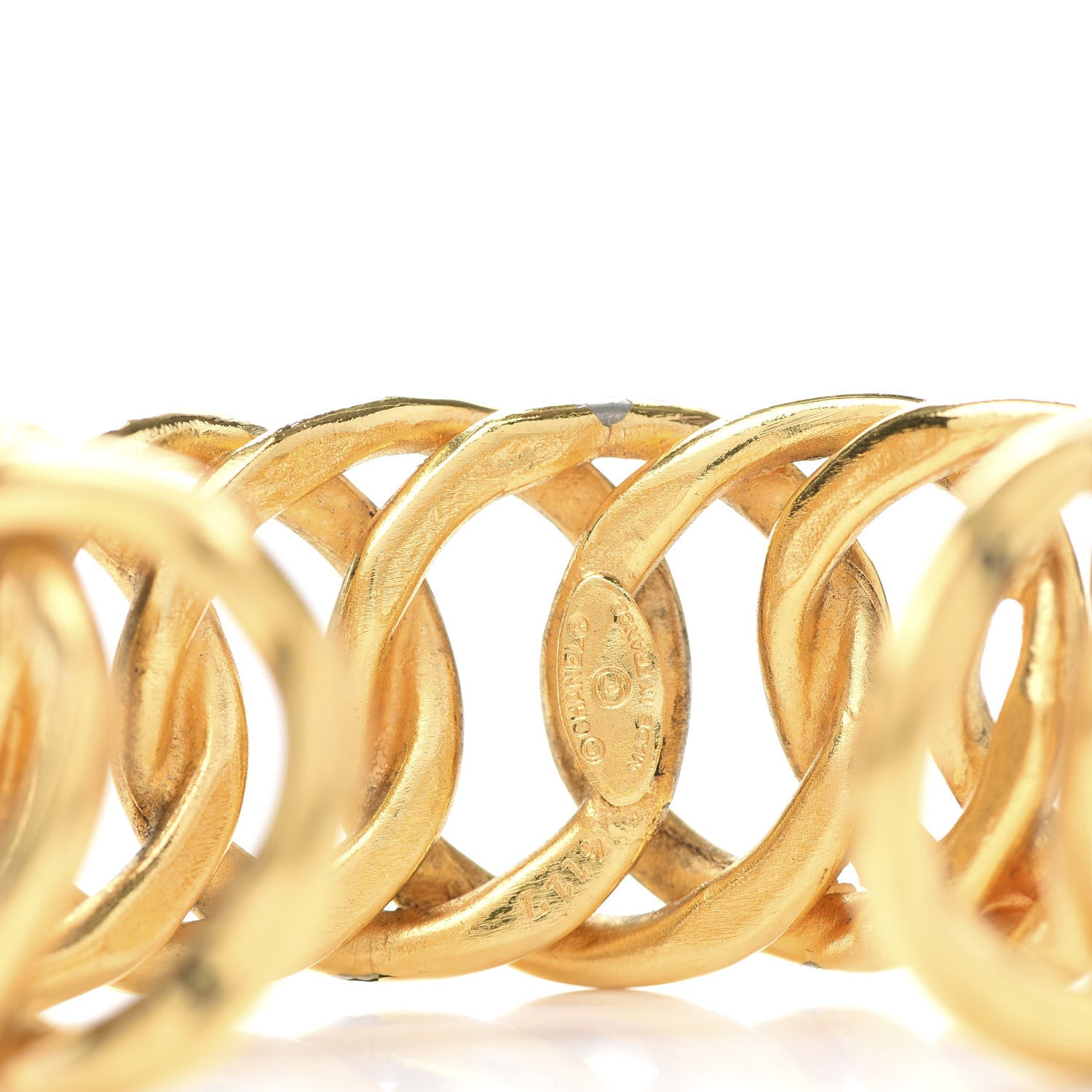 Chanel Metal Cuff Bracelet Gold 6 of 8