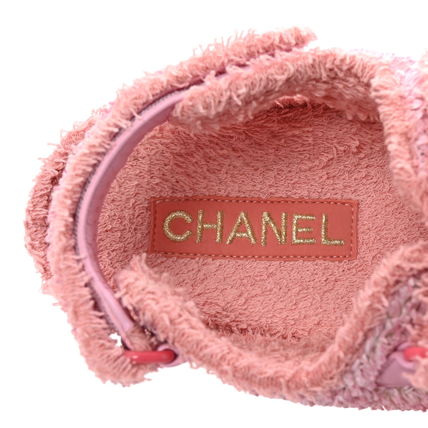 Chanel Fabric Terry Cloth Velcro Dad Platform Sandals 37 Light Pink Multicolor 8 of 10