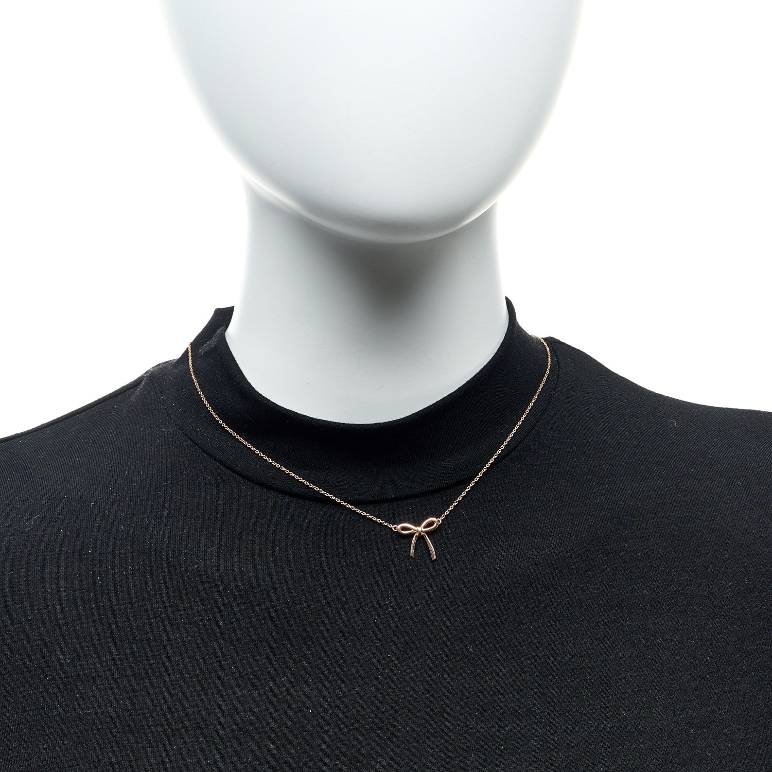 Tiffany 18K Rose Gold Mini Bow Pendant Necklace 2 of 5