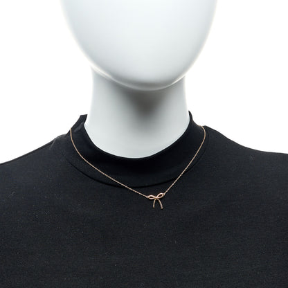 Tiffany 18K Rose Gold Mini Bow Pendant Necklace 2 of 5