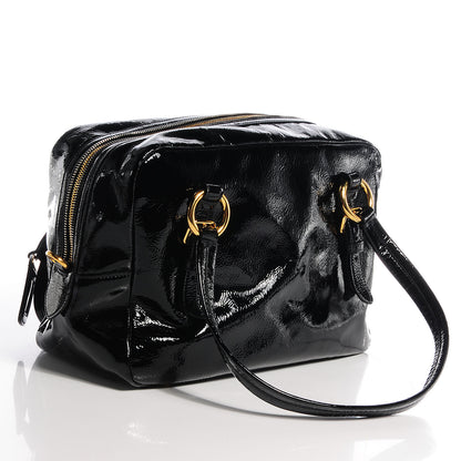 Prada Vernice Zippers Shoulder Bag Black 3 of 9