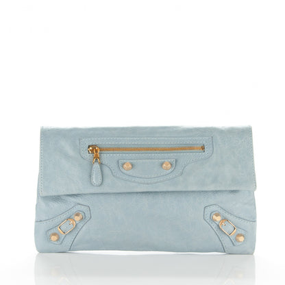 Balenciaga Agneau Giant 12 Gold Hardware Envelope Clutch Bleu Acier 3 of 8