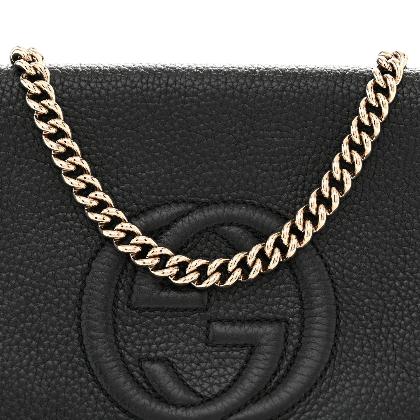 Pebbled Calfskin Medium Soho Flap Crossbody Black