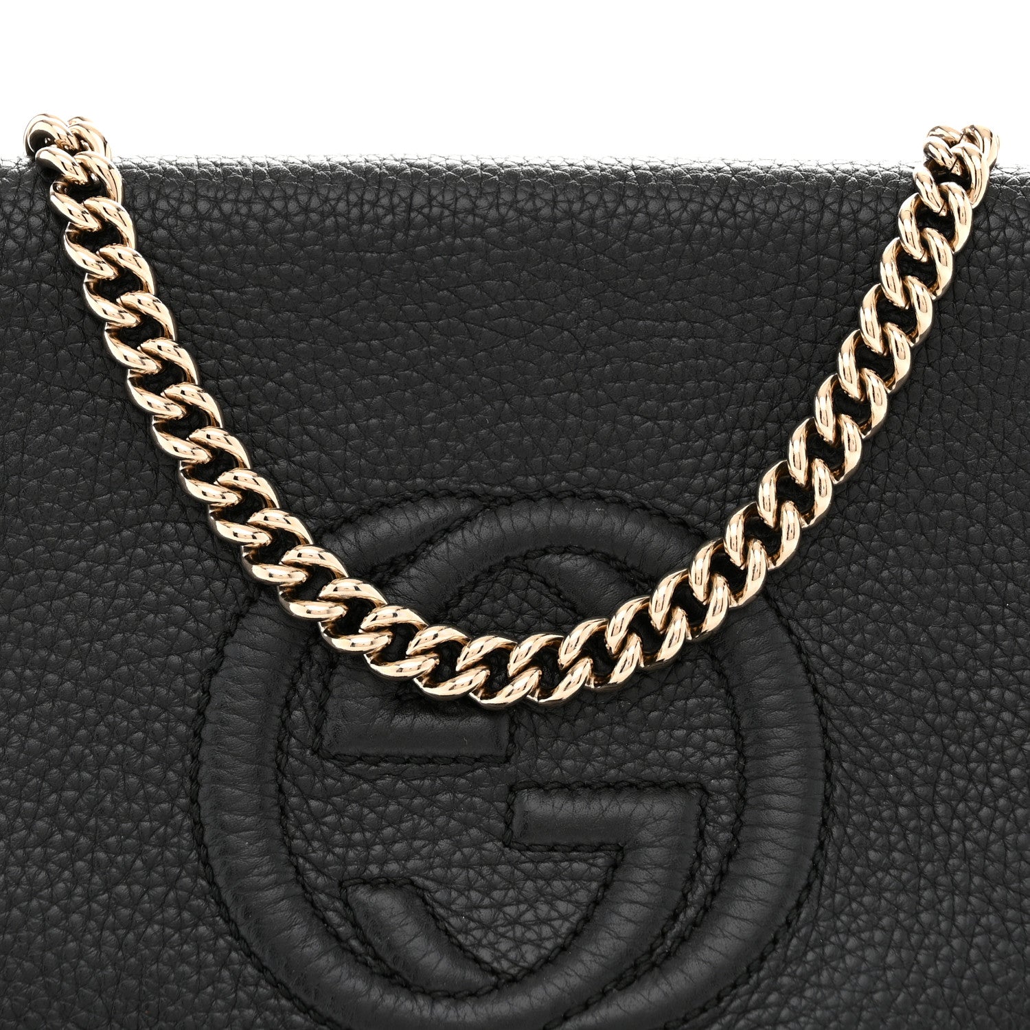 Gucci Pebbled Calfskin Medium Soho Flap Crossbody Black 8 of 13