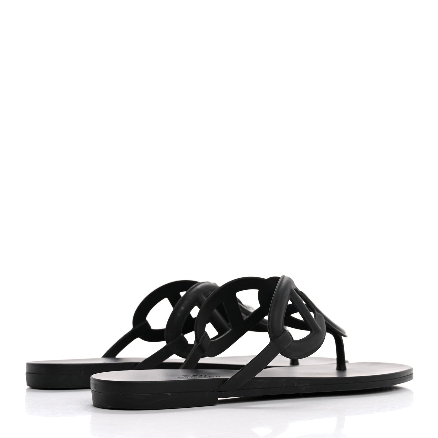 Hermes Rubber Womens Egerie Sandals 39 Black 5 of 12