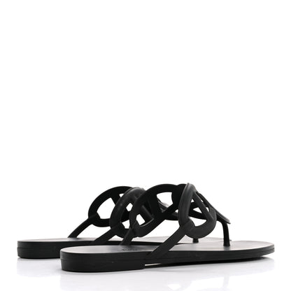 Hermes Rubber Womens Egerie Sandals 39 Black 5 of 12